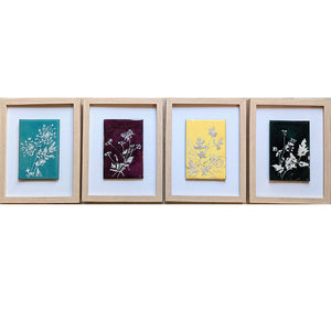 4 tableaux - émaux d'orfèvre vitrifiés  sur cuivre - Collection les  Végétales colorées