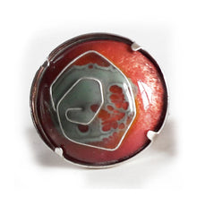 Charger l&#39;image dans la galerie, Bijoux Fleurs - Bagues réglables en argent 925 -Émaux de joaillerie - 2 tailles de cabochon - Duos de couleurs
