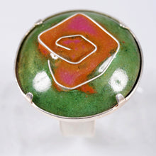 Charger l&#39;image dans la galerie, Bijoux Fleurs - Bagues réglables en argent 925 -Émaux de joaillerie - 2 tailles de cabochon - Duos de couleurs
