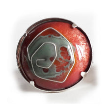 Charger l&#39;image dans la galerie, Bague fleur - argent 925 réglable - rose et  vert céladon
