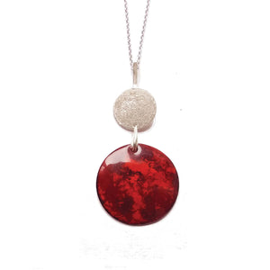 Pendentif GRAND CORAIL au disque d'argent - Collection Voyage Imaginaire - 2 tailles